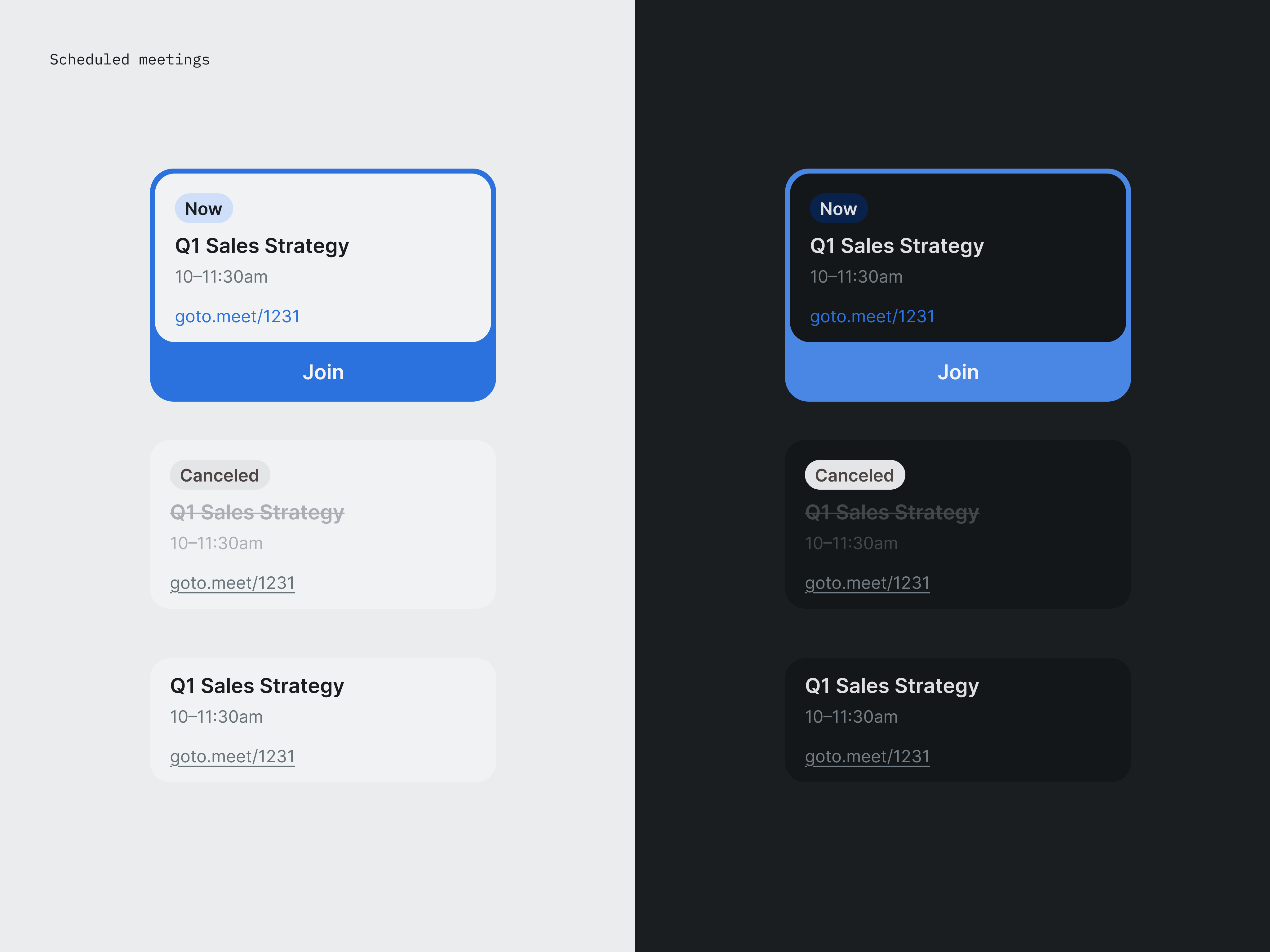 Meetings scheduling — scheduled meetings