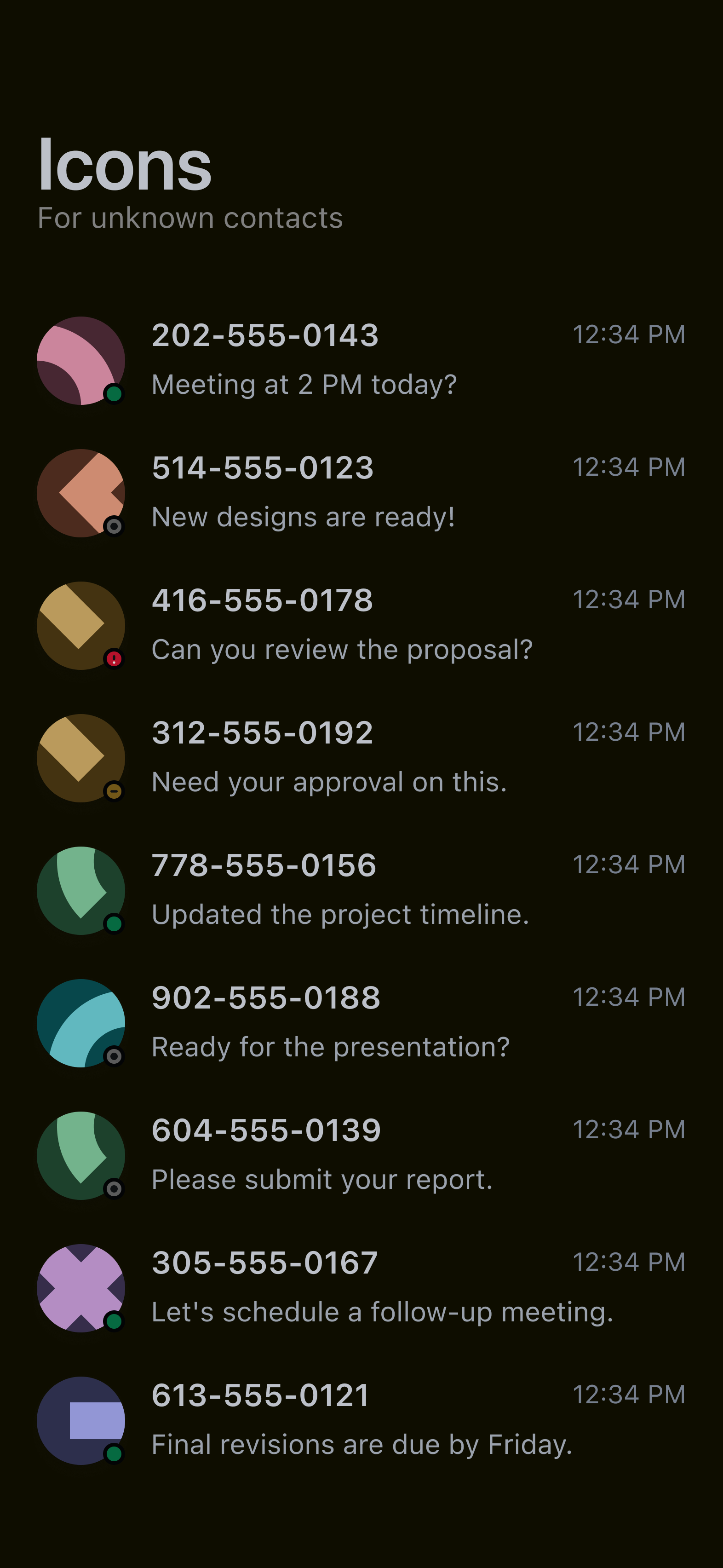 Avatar variants with icons