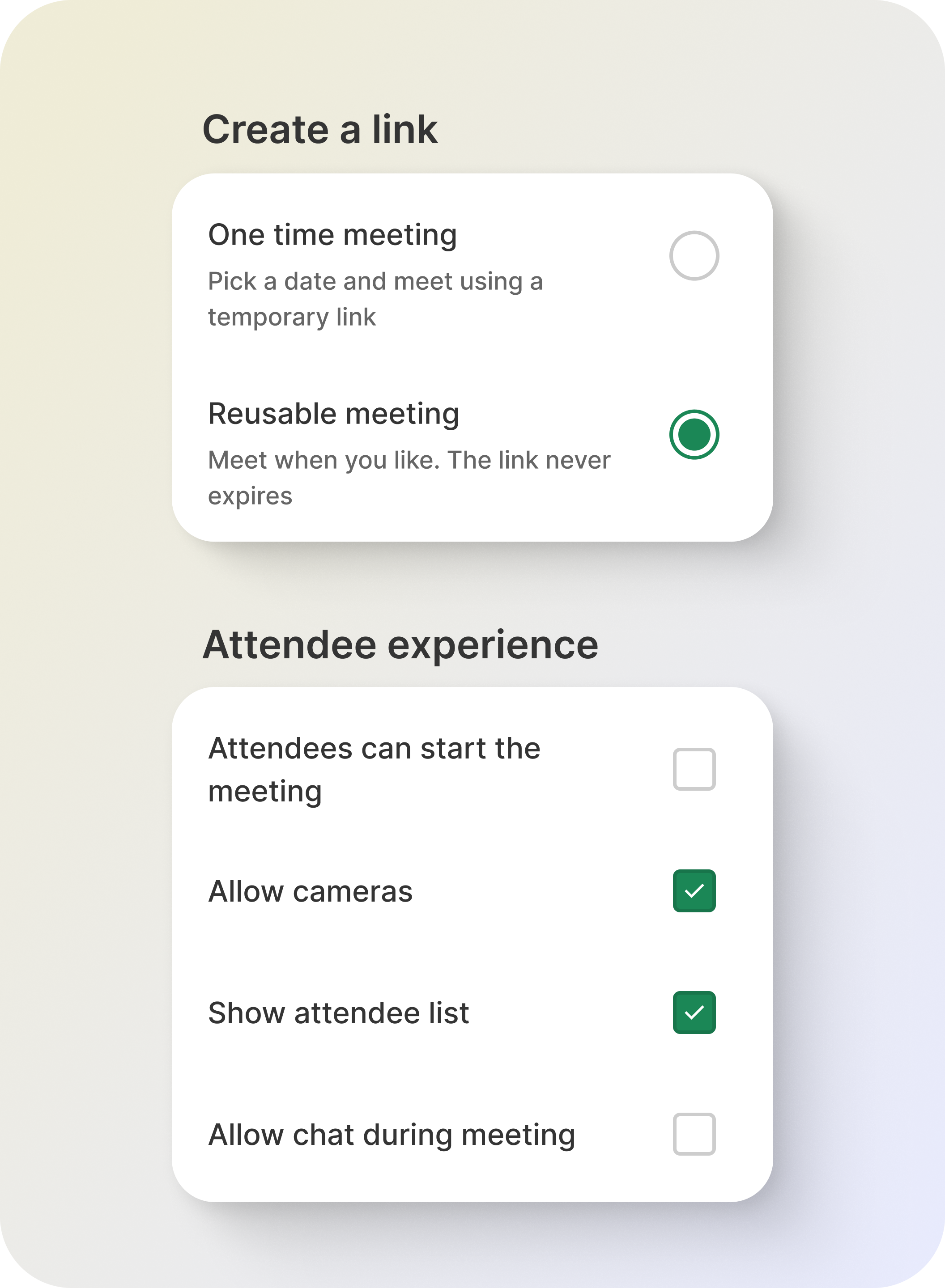 Check and radio examples